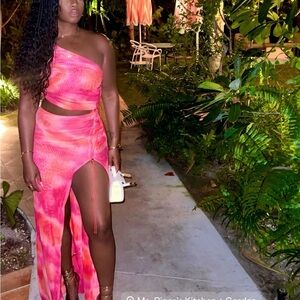 Fashion Nova Vibrant Pink-Orange Backless Dress